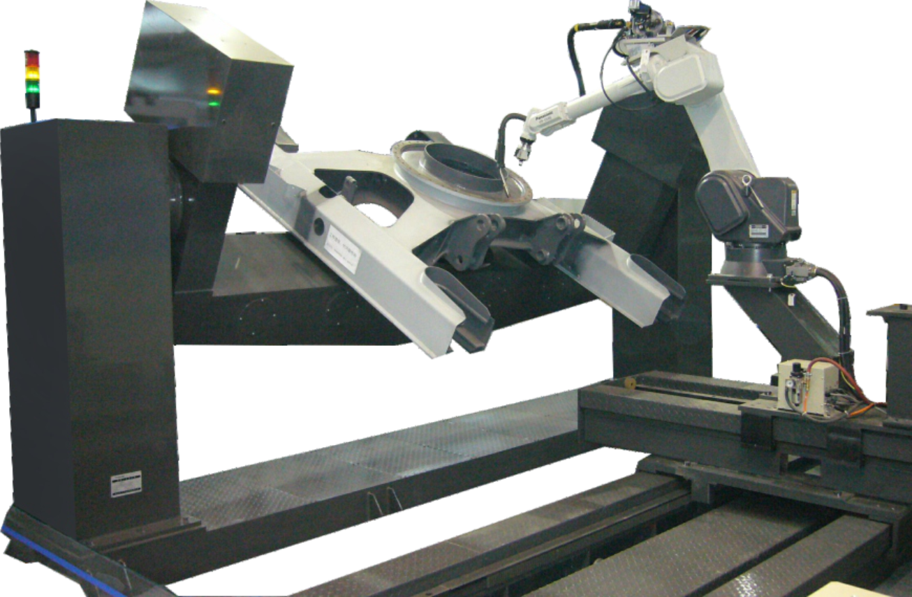 Excavator upper and lower center frame welding robot workstation